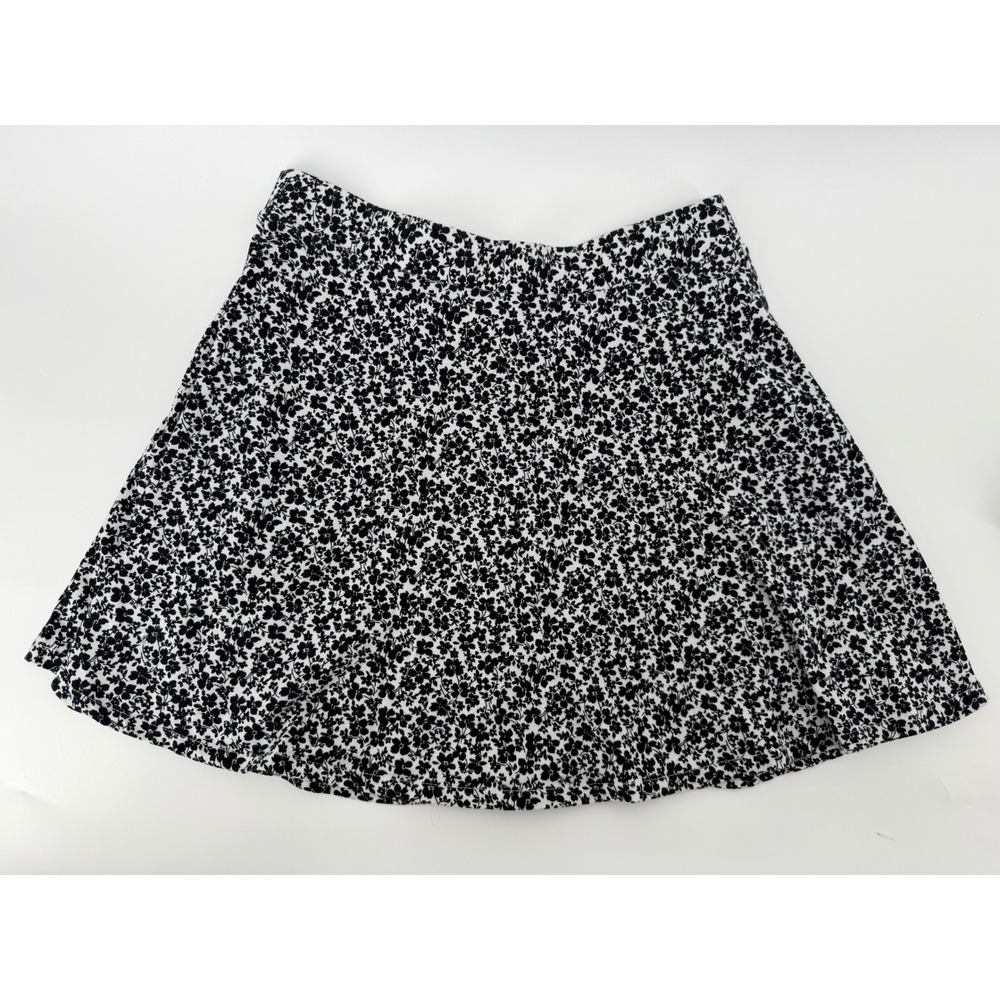 Aeropostale Womens Small Black White Floral Ditsy Print Skater Mini Skirt 1456